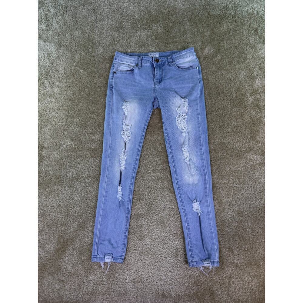Good American Womens Distressed Ankle Skinny Jeans Size 3 Blue Denim D736